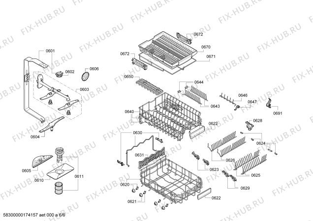 Взрыв-схема посудомоечной машины Bosch SPI69T42EU Super Silence - Схема узла 06