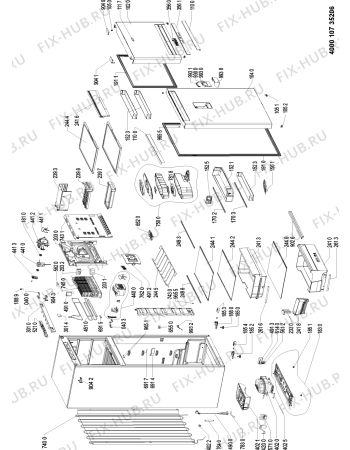 Схема №1 WTV4525 NF IX с изображением Часть корпуса для холодильной камеры Whirlpool 481010575338