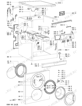 Схема №1 FL 1260 с изображением Обшивка для стиралки Whirlpool 481245310488