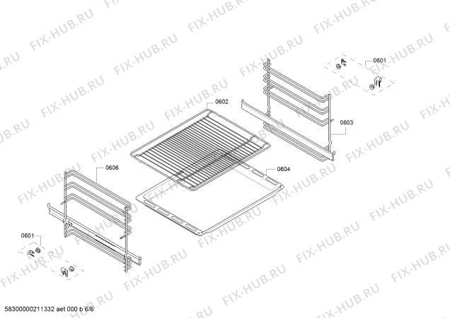 Взрыв-схема плиты (духовки) Bosch HBF174EA0 - Схема узла 06