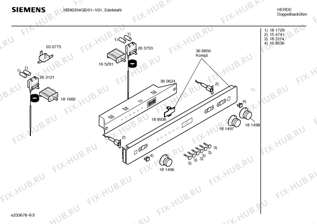 Схема №2 HB90354GB с изображением Ручка переключателя для электропечи Siemens 00181497