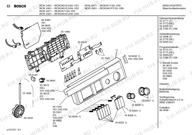 Схема №3 WOK2401EU WOK2401 с изображением Панель управления для стиралки Bosch 00353615