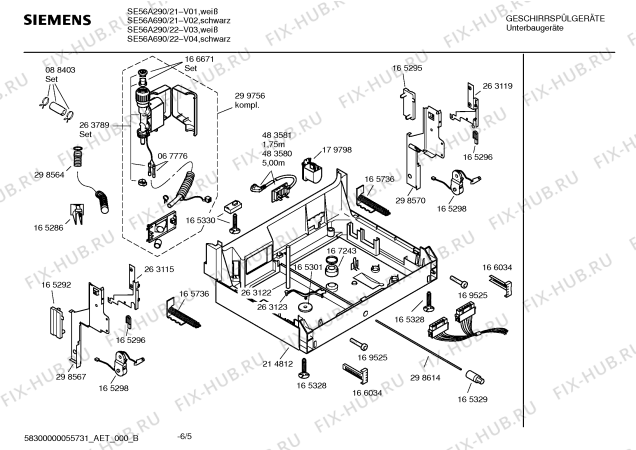 Схема №2 SE56A290 с изображением Инструкция по эксплуатации для электропосудомоечной машины Siemens 00583107