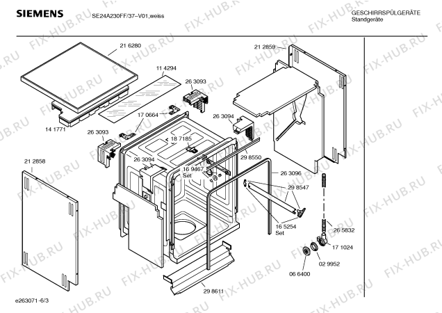 Схема №3 SE24A230FF с изображением Передняя панель для посудомоечной машины Siemens 00369488