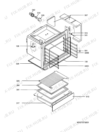 Взрыв-схема плиты (духовки) Aeg Electrolux 41016VI-WN R05 - Схема узла Oven
