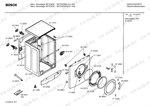 Взрыв-схема стиральной машины Bosch WFX3230NL Maxx Advantage WFX3230 - Схема узла 02