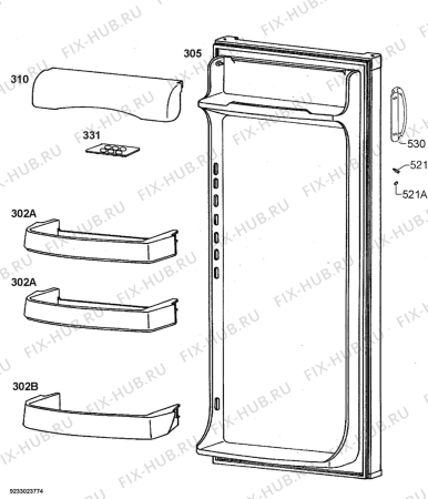 Взрыв-схема холодильника Aeg Electrolux S60256KA - Схема узла Door 003