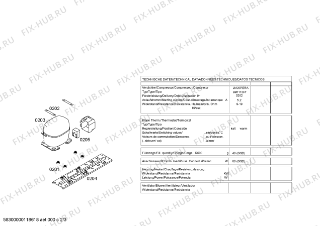 Схема №1 P1GTB1100S с изображением Компрессор для холодильной камеры Bosch 00144567