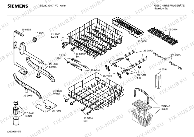 Взрыв-схема посудомоечной машины Siemens SE23232 - Схема узла 06