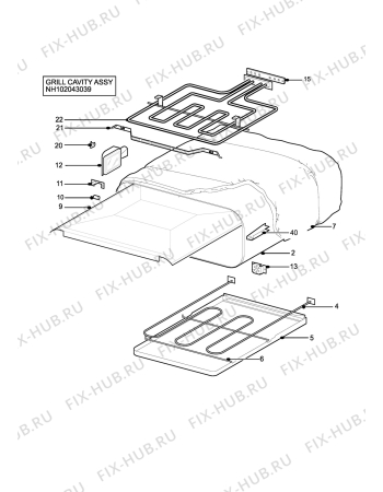 Взрыв-схема плиты (духовки) Electrolux EOD984W2 - Схема узла H10 Grill cavity assy