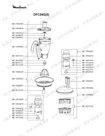 Взрыв-схема кухонного комбайна Moulinex DFC54G(5) - Схема узла LP003267.3P2