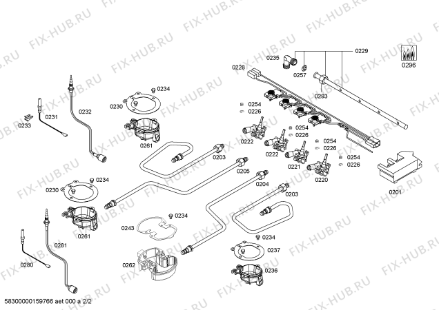 Схема №2 PBH615B80L ENC.PBH615B80L BO 3G+1W BS 60R с изображением Форсунки для городского газа для плиты (духовки) Bosch 00628302