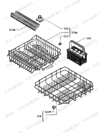 Взрыв-схема посудомоечной машины Castor CMS61 - Схема узла Baskets, tubes 061