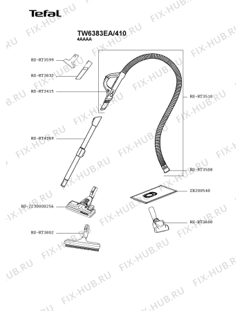 Взрыв-схема пылесоса Tefal TW6383EA/410 - Схема узла YP005536.6P2