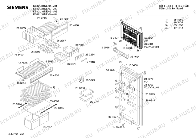 Схема №1 KSU4231NE с изображением Дверь для холодильной камеры Siemens 00235303