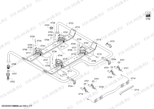 Взрыв-схема плиты (духовки) Bosch HGD645255R - Схема узла 07