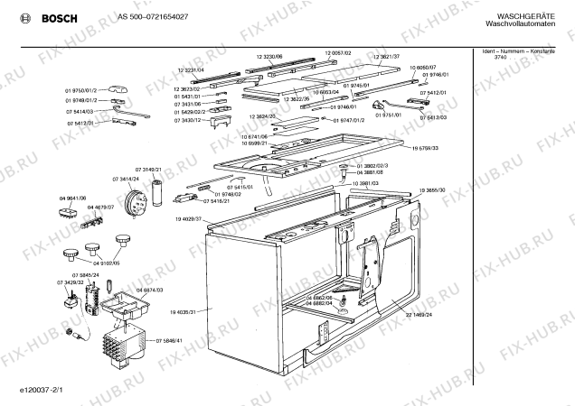 Схема №1 0721654027 AS500 с изображением Нагревательный элемент для стиральной машины Bosch 00074599