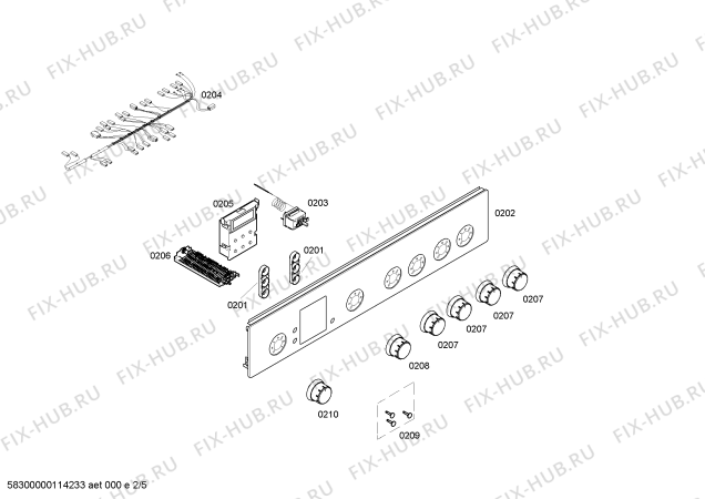 Схема №2 HSV443050N с изображением Панель управления для плиты (духовки) Bosch 00447229