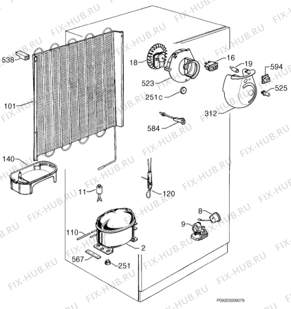 Взрыв-схема холодильника Electrolux ERD3622 - Схема узла Cooling system 017