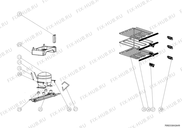 Взрыв-схема холодильника Zanussi ZRB227WO - Схема узла Cooling system 017