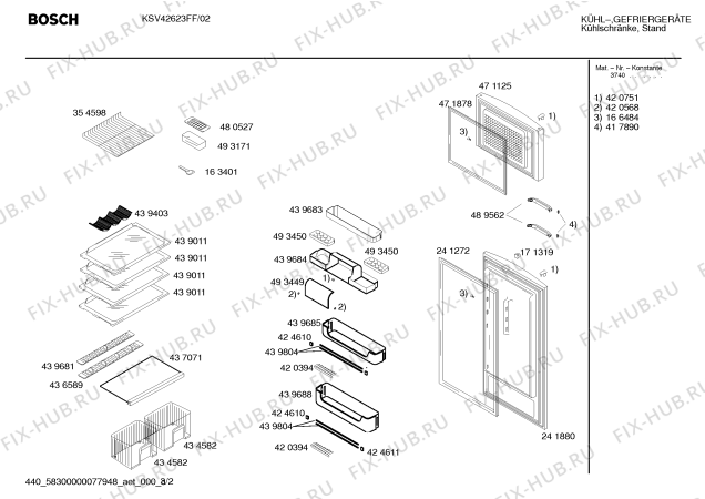 Взрыв-схема холодильника Bosch KSV42623FF - Схема узла 02