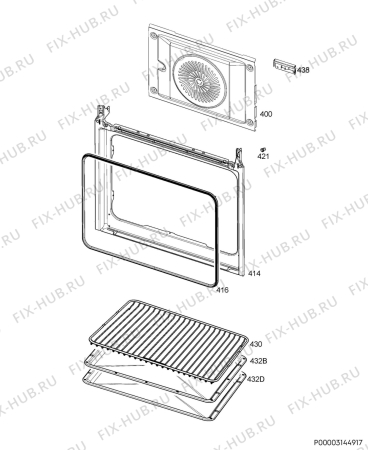 Взрыв-схема плиты (духовки) Electrolux EOB2200BOX - Схема узла Oven