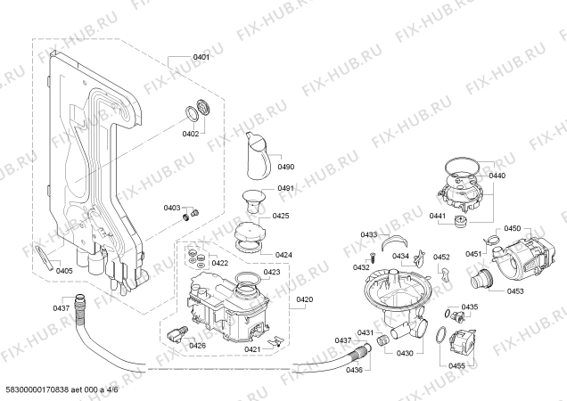 Взрыв-схема посудомоечной машины Bosch SMV40D00EU Silence - Схема узла 04