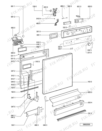 Схема №1 GSFP 1983 WS с изображением Панель для посудомойки Whirlpool 481245371405