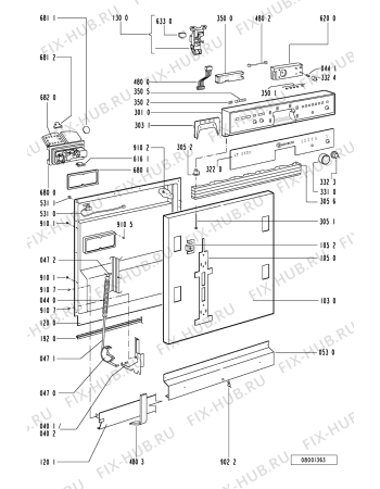 Схема №1 GSI 4753 CW-IN с изображением Панель для посудомоечной машины Whirlpool 481245370312