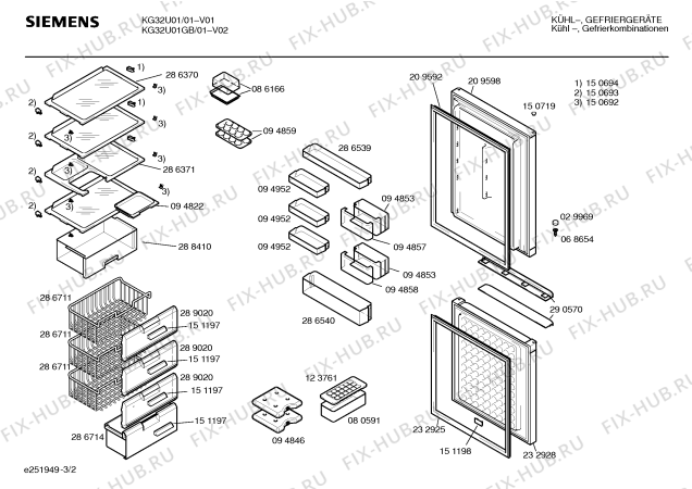 Взрыв-схема холодильника Siemens KG32U01GB - Схема узла 02