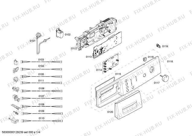 Схема №3 WAE2416E с изображением Панель управления для стиралки Bosch 00661256