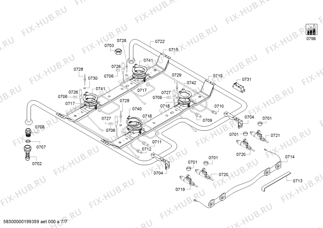 Взрыв-схема плиты (духовки) Bosch HGD645150R - Схема узла 07