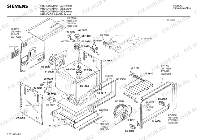 Взрыв-схема плиты (духовки) Siemens HB34040GB - Схема узла 02