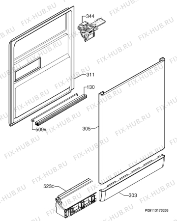 Взрыв-схема посудомоечной машины Zanussi ZDF14001KA - Схема узла Door 003