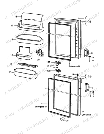 Взрыв-схема холодильника Electrolux ER8397B - Схема узла Doors