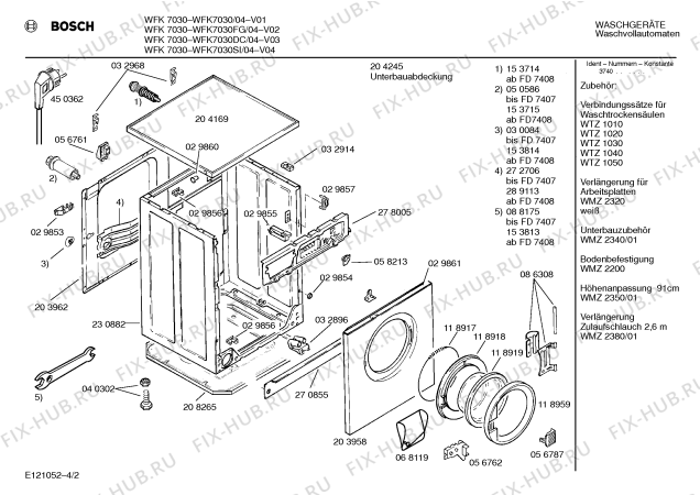 Схема №1 WFK7030 WFK6030 с изображением Панель для стиралки Bosch 00285475