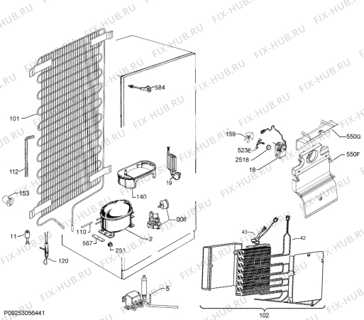 Взрыв-схема холодильника Rex Electrolux FI22/14NDV - Схема узла Cooling system 017