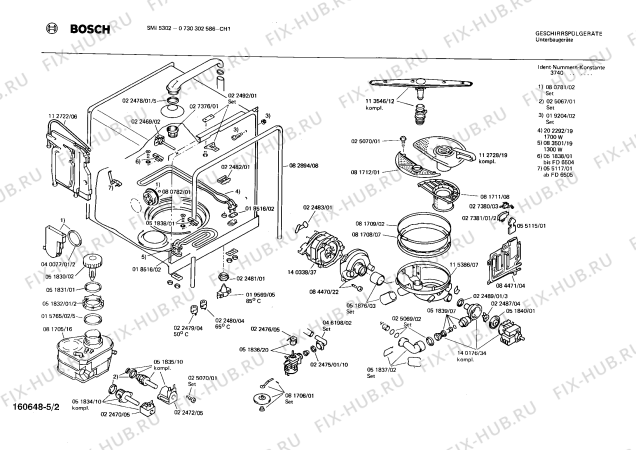 Взрыв-схема посудомоечной машины Bosch 0730302586 SMI5302 - Схема узла 02