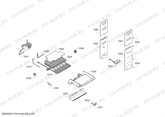 Взрыв-схема холодильника Bosch KGN56AW25N - Схема узла 03