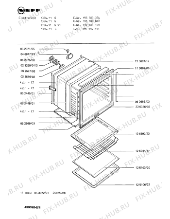 Взрыв-схема плиты (духовки) Neff 195304831 1394.11S - Схема узла 04