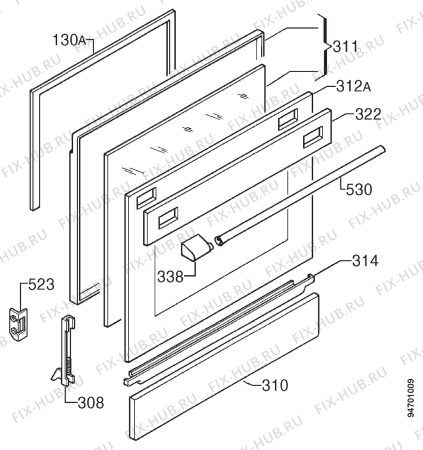 Взрыв-схема плиты (духовки) Zoppas PW561E - Схема узла Door 003