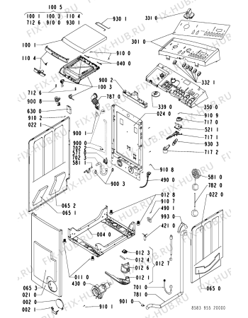 Схема №1 WAT 9555 с изображением Обшивка для стиралки Whirlpool 481245219948