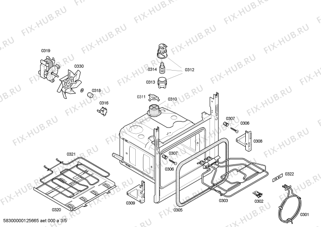 Схема №3 3HT618XP с изображением Фронтальная крышка для плиты (духовки) Bosch 00607018