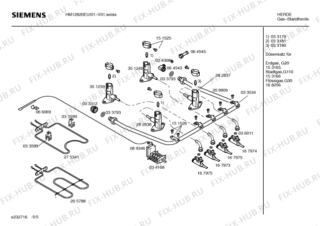 Взрыв-схема плиты (духовки) Siemens HM12820EU - Схема узла 05