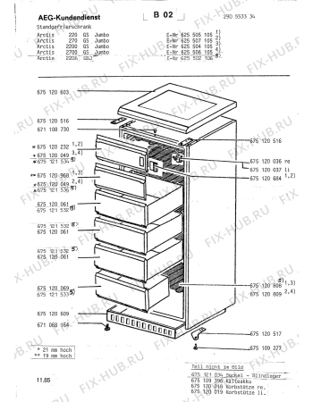 Взрыв-схема холодильника Aeg ARC2206 GSJ - Схема узла Housing 001