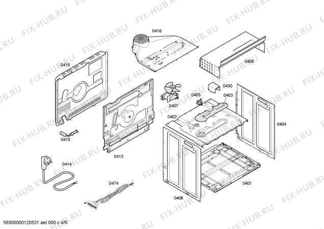 Взрыв-схема плиты (духовки) Bosch HEV42S551 Horno bosch pol.mltf_basc.inox.reloj et - Схема узла 04