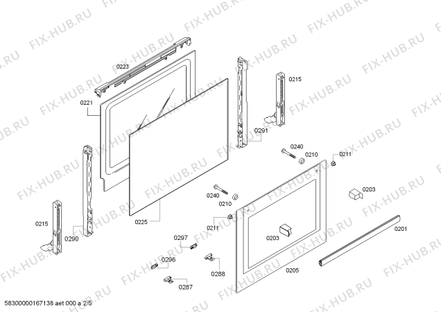 Схема №1 HBG23B150R H.BO.NP.L2D.IN.GLASS.B1c.X.E0_C/// с изображением Внешняя дверь для духового шкафа Bosch 00742383