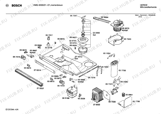 Взрыв-схема микроволновой печи Bosch HMG8300 - Схема узла 04