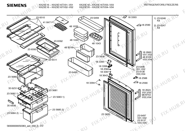 Схема №1 KK23E16TI E2000-2 display,new electronic с изображением Вставка для яиц для холодильной камеры Siemens 00481043