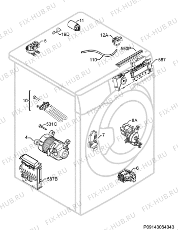 Взрыв-схема стиральной машины Electrolux EWN148540S - Схема узла Electrical equipment 268